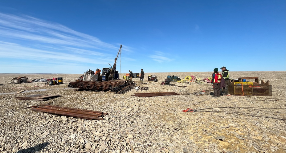 Figure 1: Photo of the diamond drilling rig being prepared at the Storm Project, Nunavut, Canada.
