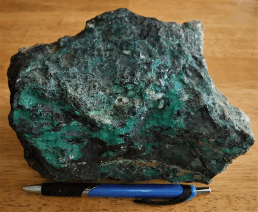 Figure 1: Payback South Boulder. Massive chalcocite with silver (61% Cu, 5600 g/t Ag).